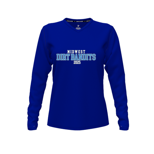 [FTLVCFRY-FYXS-LOGO1] Decker Comfort T-Shirt (Female Youth XS, Royal, V Neck, Logo 1, Long Sleeve)